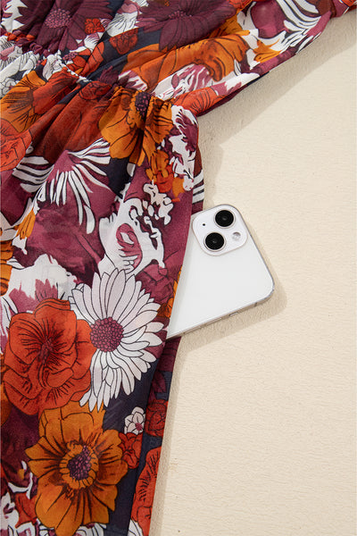 Autumn Poetry Floral Wrap Dress