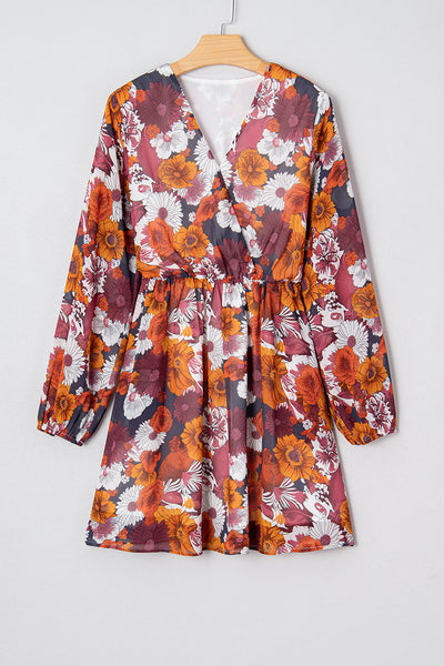 Autumn Poetry Floral Wrap Dress