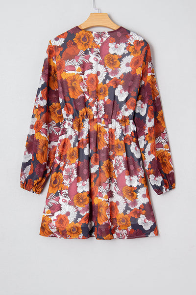 Autumn Poetry Floral Wrap Dress