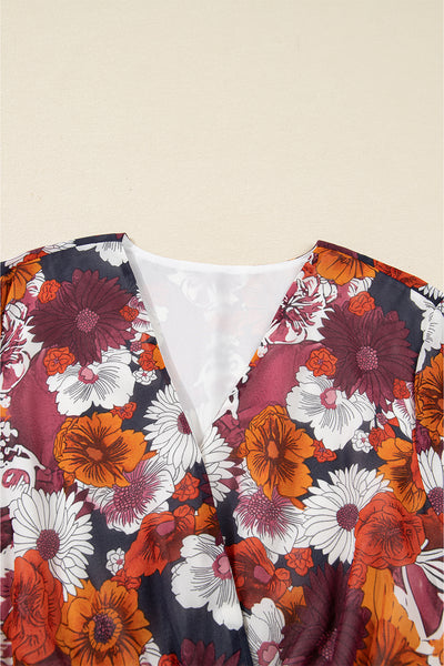 Autumn Poetry Floral Wrap Dress