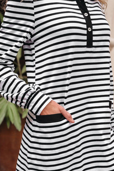 Monochrome Breton Polo Dress