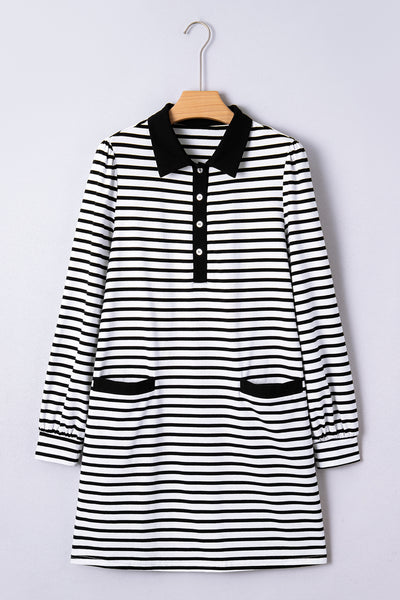 Monochrome Breton Polo Dress