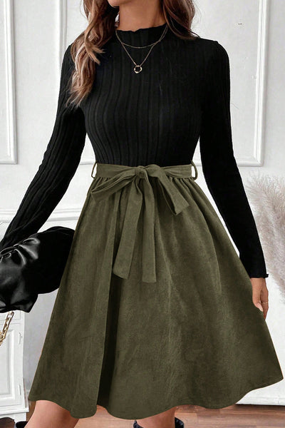 Olive Grace Knit Belted 1 Piece Dress (Top included)