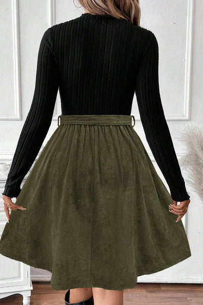 Olive Grace Knit Belted 1 Piece Dress (Top included)