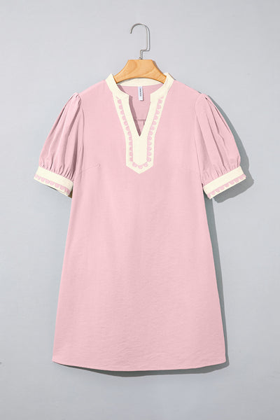 Blush Scallop Trim Mini Dress