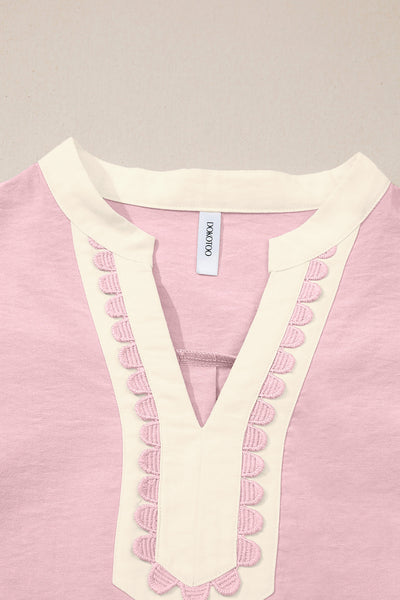 Blush Scallop Trim Mini Dress