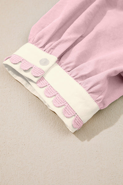 Blush Scallop Trim Mini Dress
