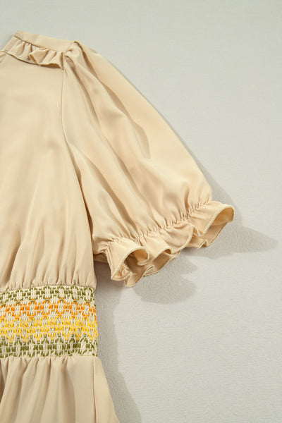Golden Meadow Smocked Midi Dress