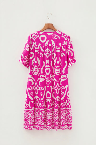 Hot Pink Ikat Heart Mini Dress