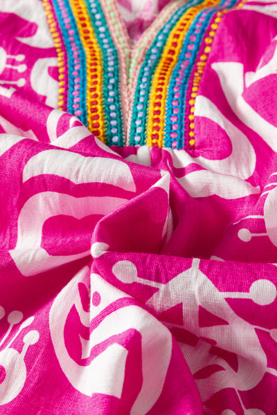 Hot Pink Ikat Heart Mini Dress