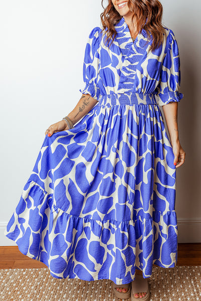 Azure Whimsy Smocked Midi Dress