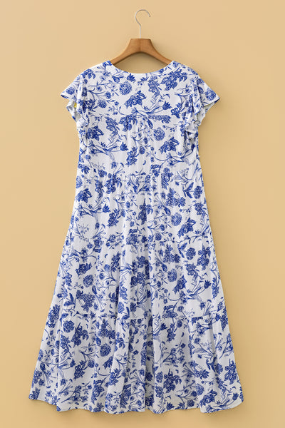 Blue Willow Breeze Tiered Midi Dress