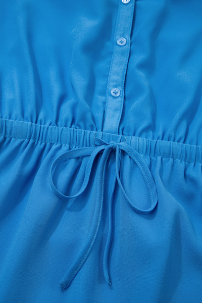 Azure Breeze Cinched Shirt Dress