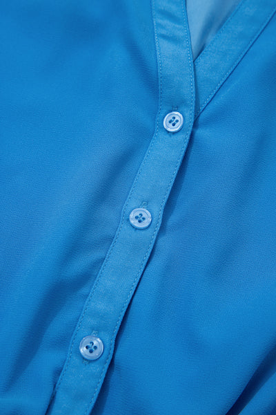 Azure Breeze Cinched Shirt Dress
