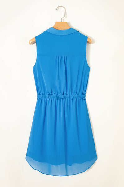 Azure Breeze Cinched Shirt Dress