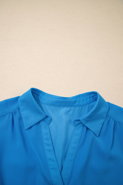 Azure Breeze Cinched Shirt Dress