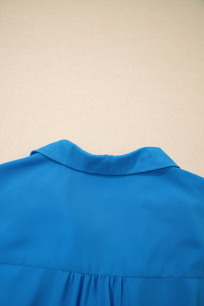 Azure Breeze Cinched Shirt Dress