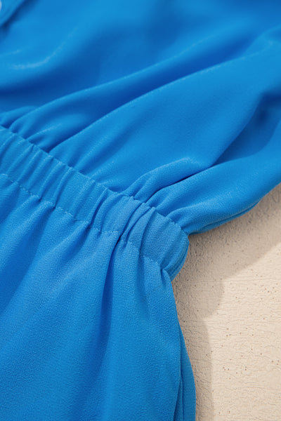 Azure Breeze Cinched Shirt Dress