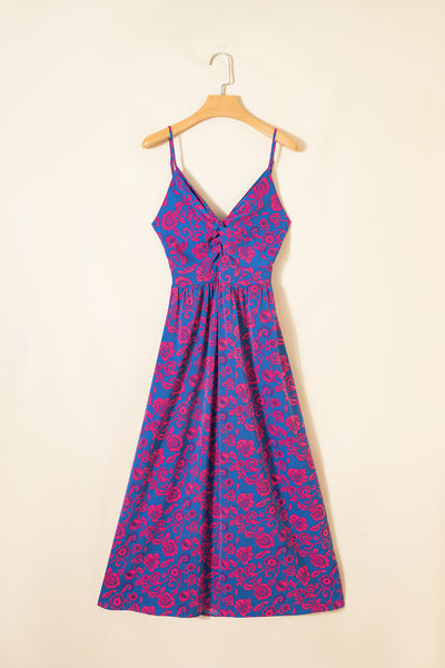 Vivid Floral Twist Maxi Dress
