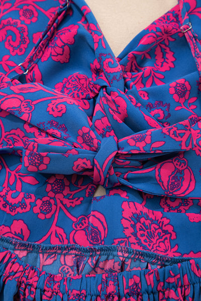 Vivid Floral Twist Maxi Dress
