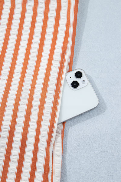 Caramel Coast Seersucker Shift Dress