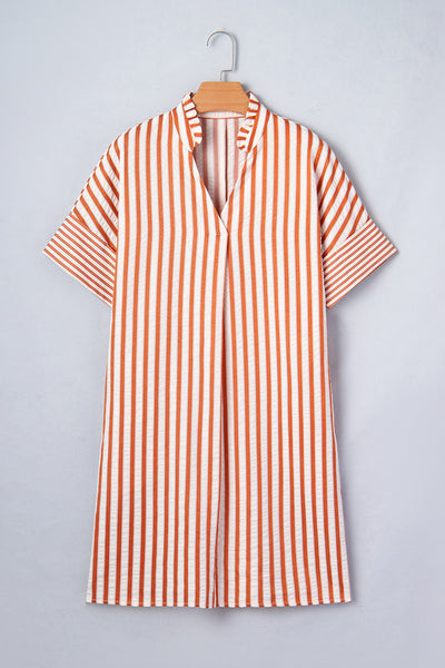 Caramel Coast Seersucker Shift Dress