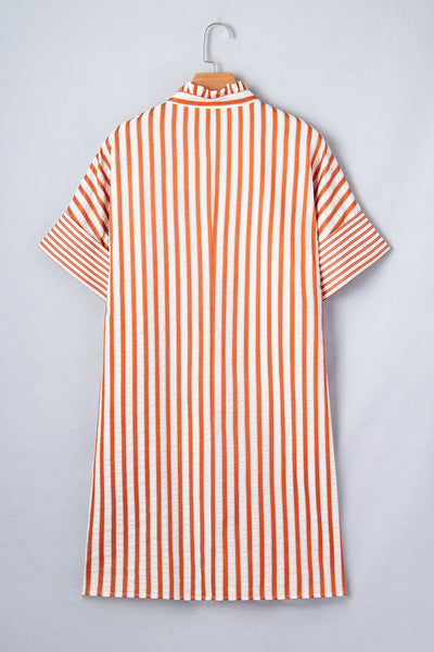 Caramel Coast Seersucker Shift Dress