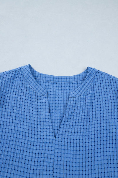 Sky Gingham Tie-Sleeve Midi Dress