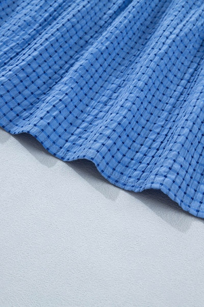 Sky Gingham Tie-Sleeve Midi Dress