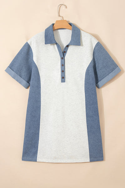 Coastal Stroll Denim Polo Dress