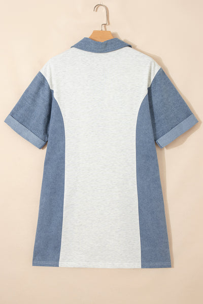 Coastal Stroll Denim Polo Dress
