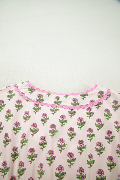 Blushing Meadow Scallop Midi Dress