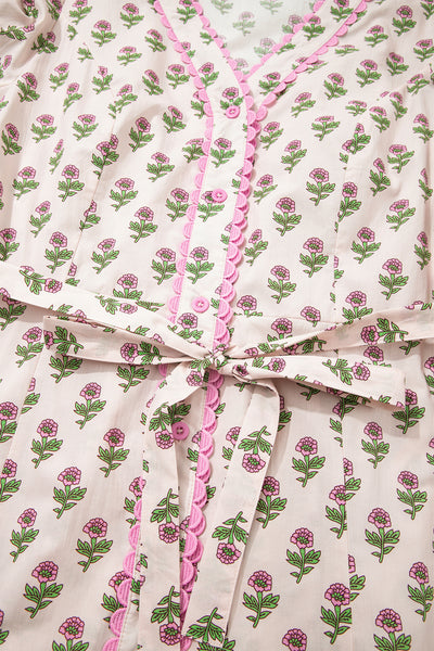 Blushing Meadow Scallop Midi Dress