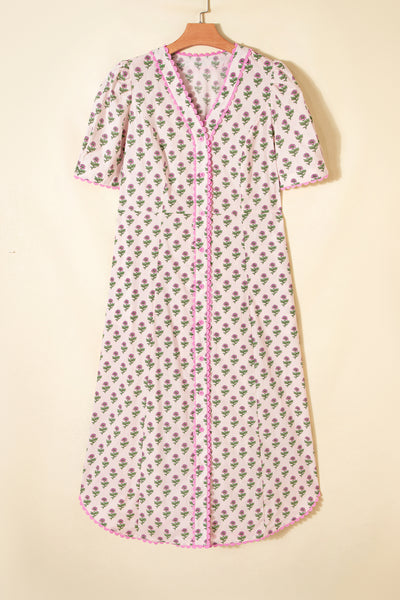 Blushing Meadow Scallop Midi Dress