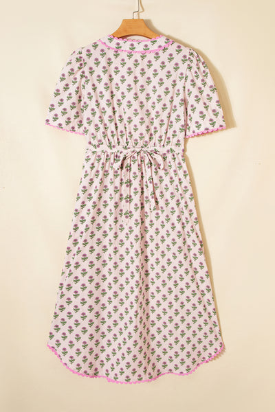 Blushing Meadow Scallop Midi Dress