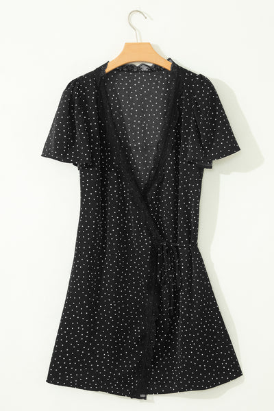 Midnight Charm Lace Wrap Dress