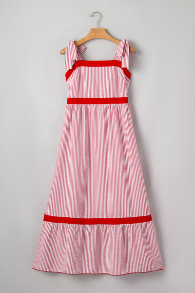 Cherry Coastline Tie-Shoulder Maxi Dress