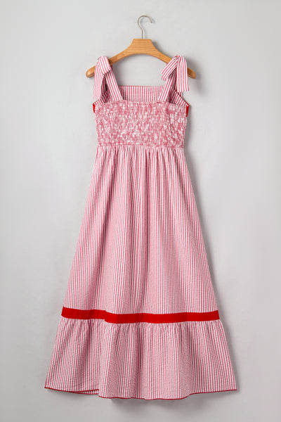 Cherry Coastline Tie-Shoulder Maxi Dress