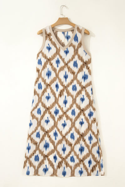 Santorini Skies Ikat Midi Dress