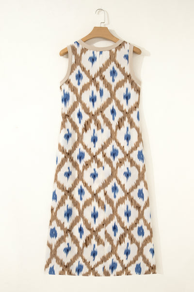 Santorini Skies Ikat Midi Dress
