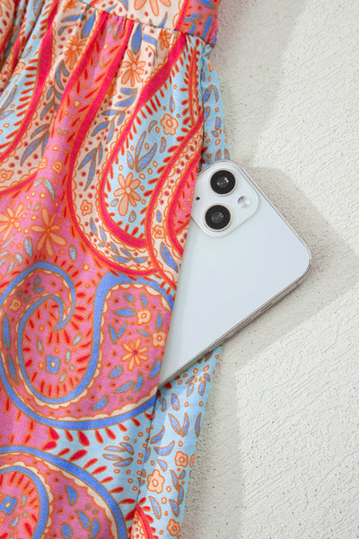 Santorini Sunset Paisley Maxi Dress