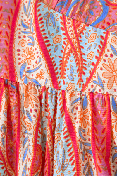 Santorini Sunset Paisley Maxi Dress
