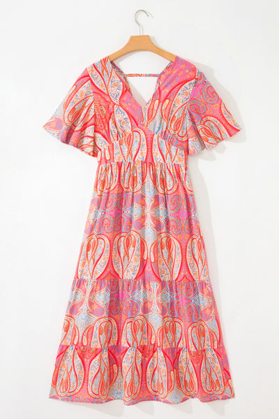 Santorini Sunset Paisley Maxi Dress