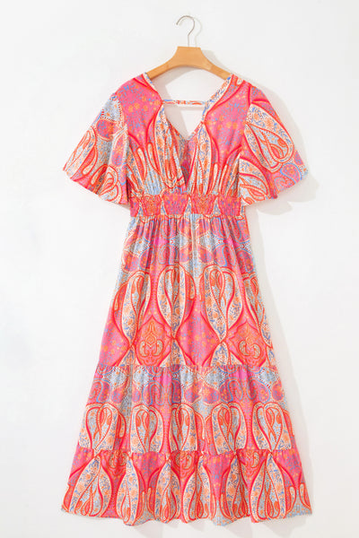 Santorini Sunset Paisley Maxi Dress