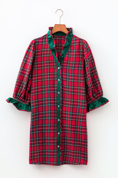 Holly Manor Plaid Ruffle Shirt Dress
