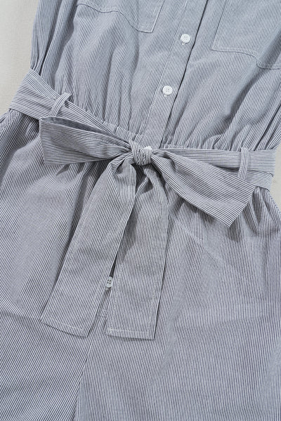 Seersucker Belted Utility Romper