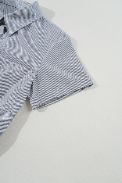 Seersucker Belted Utility Romper