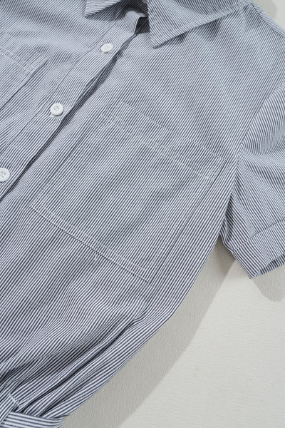 Seersucker Belted Utility Romper