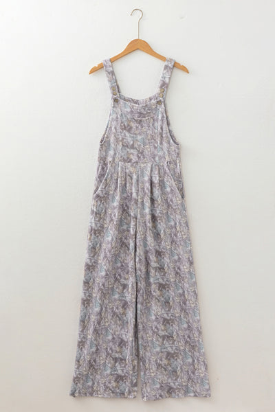 Willow Mist Textured Floral Overalls