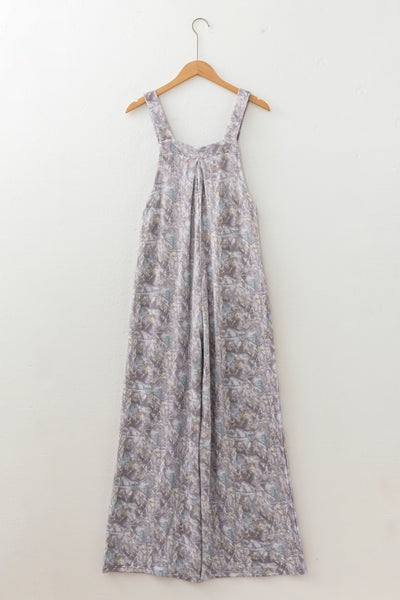 Willow Mist Textured Floral Overalls